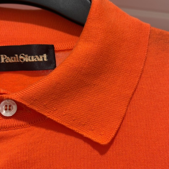 Paul Stuart Polo Long Sleeve Size Large Made in Italy Orange Sportswear - Picture 3 of 16